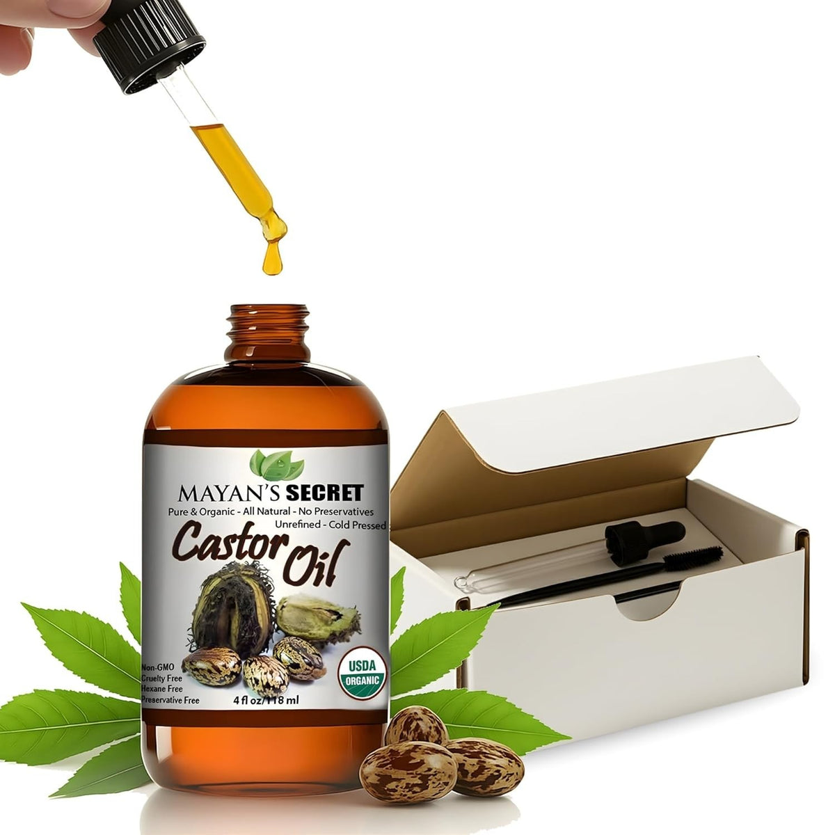 Organic Castor Oil for Hair & Lash Growth - 4oz Cold Pressed & Hexane-Free