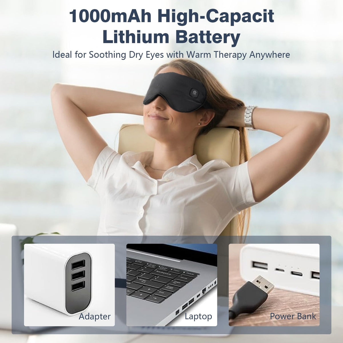 Cordless Heated Eye Mask for Dry Eyes & Migraine Relief - Black