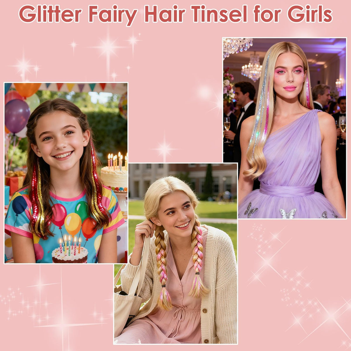8400 STRANDS Hair Tinsel Kit for Girls, 24 Colors-8400