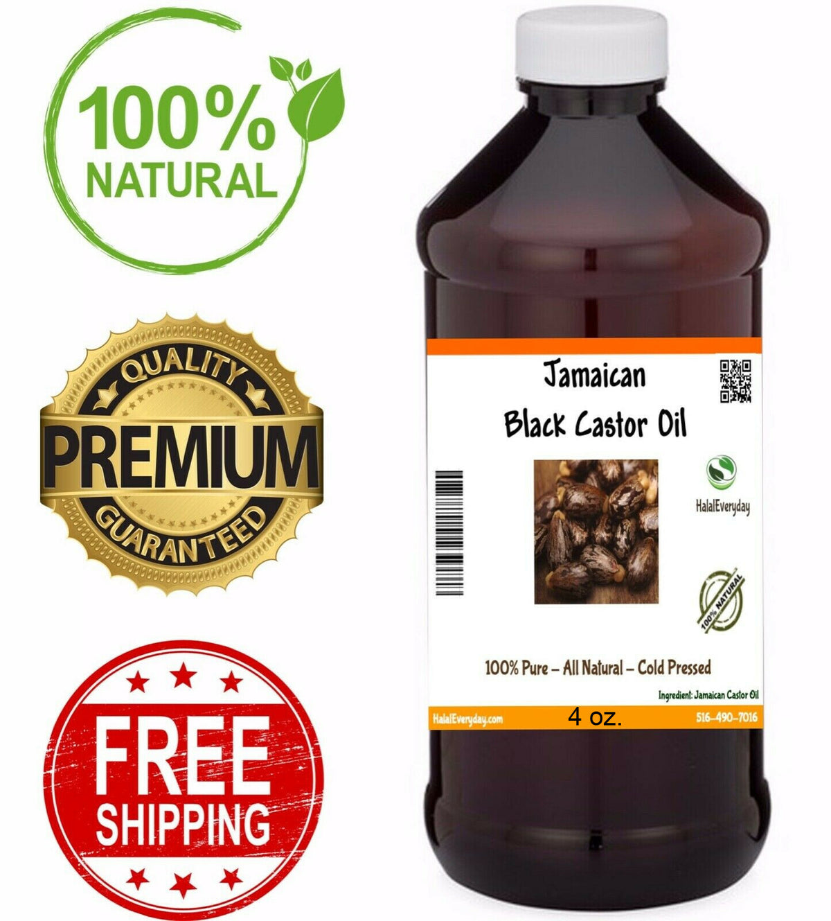 4 oz Jamaican Black Castor Oil for Hair Growth & Skin Care - Pure & Organic
