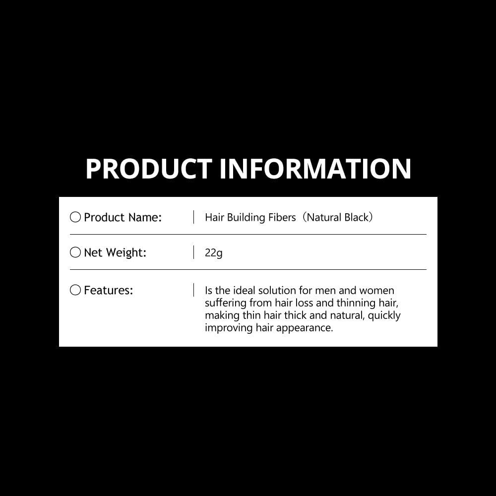 Hair Building Fibers - Keratin Thickening Powder, Natural Black 22g