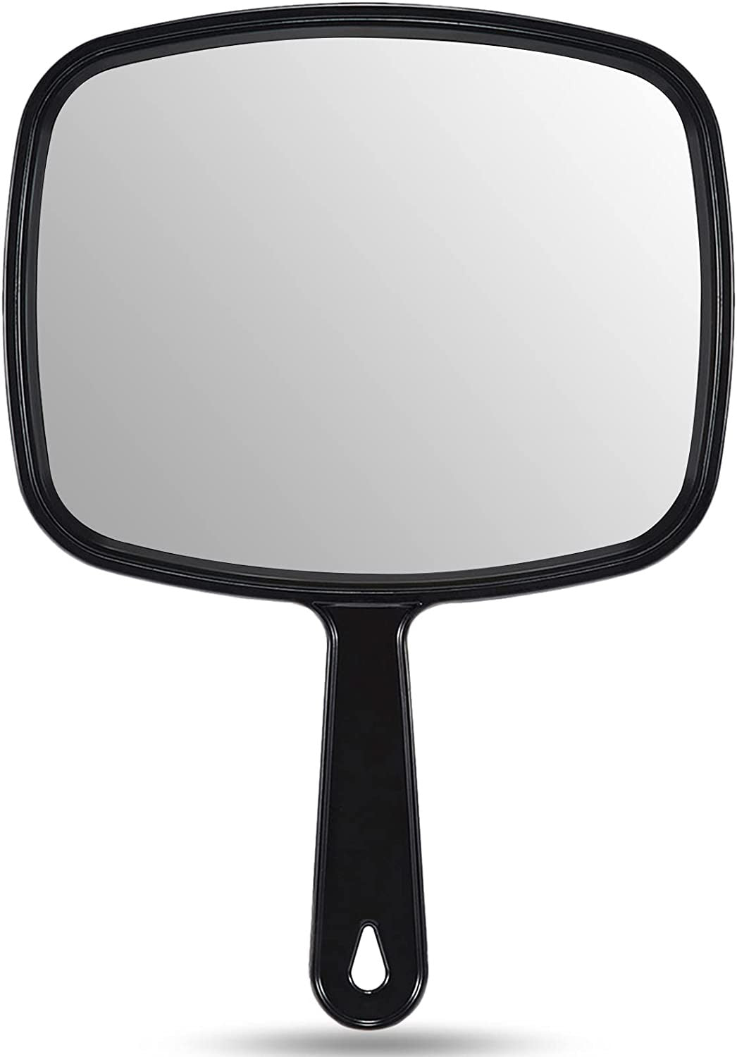 Black Handheld Mirror with Handle - 9.3 x 6.6 Inches, HD Reflection