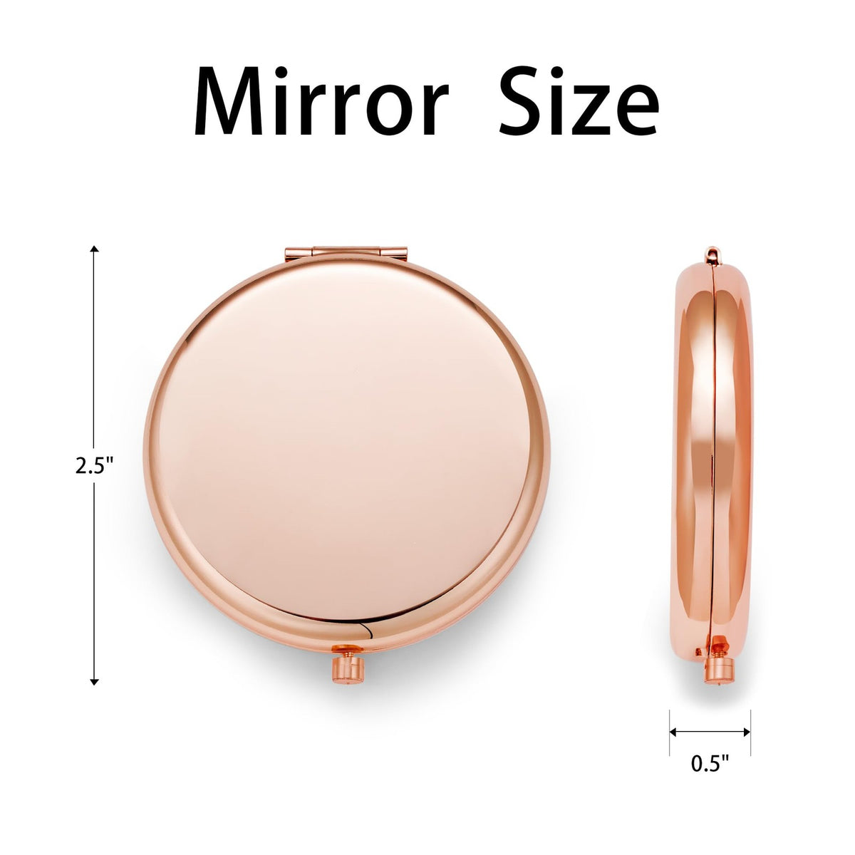 Pocket Travel Makeup Mirror with 1X & 2X Magnification - Compact Metal Round Shell