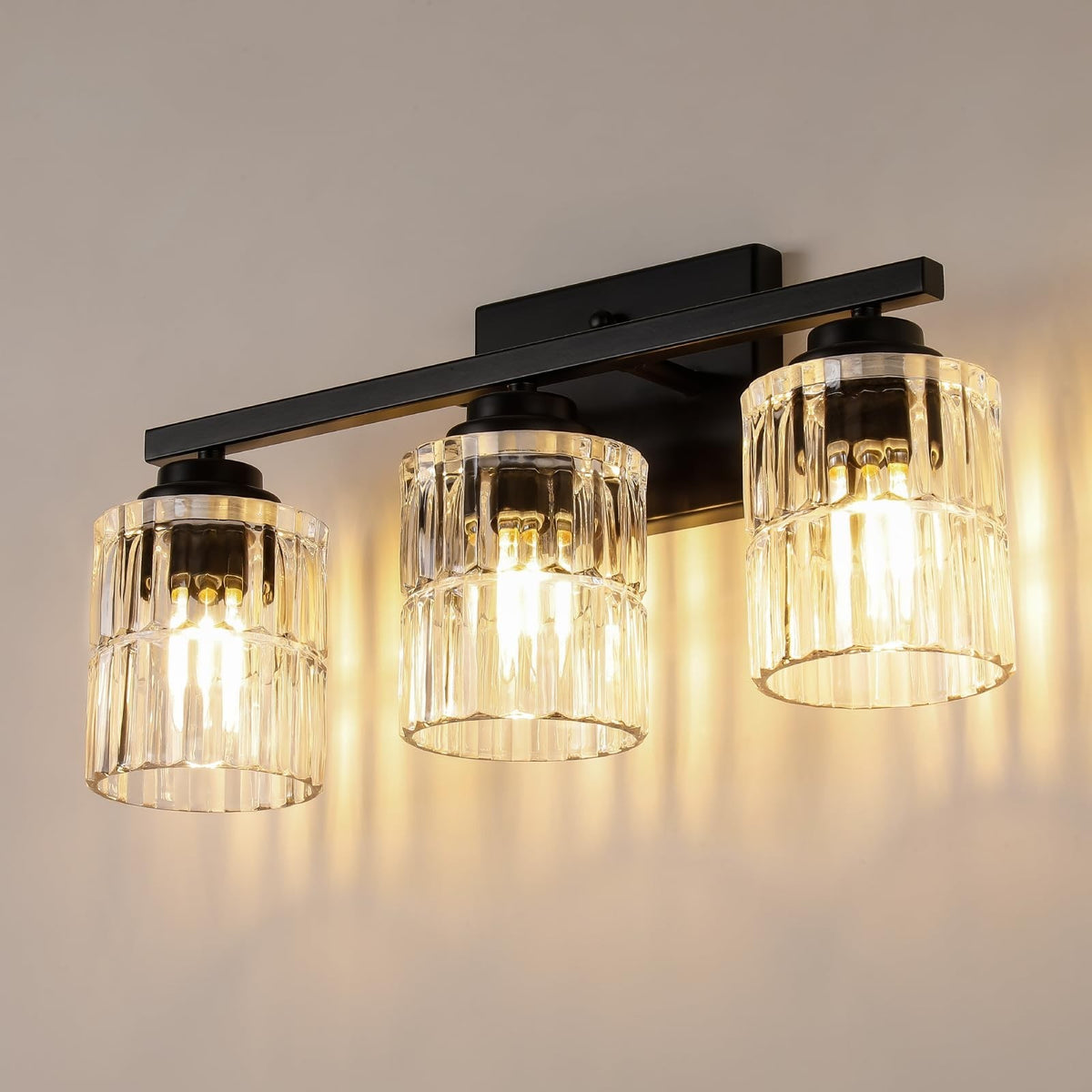 Modern 3-Light Bathroom Vanity Light Fixture, Brushed Black Wall Sconce