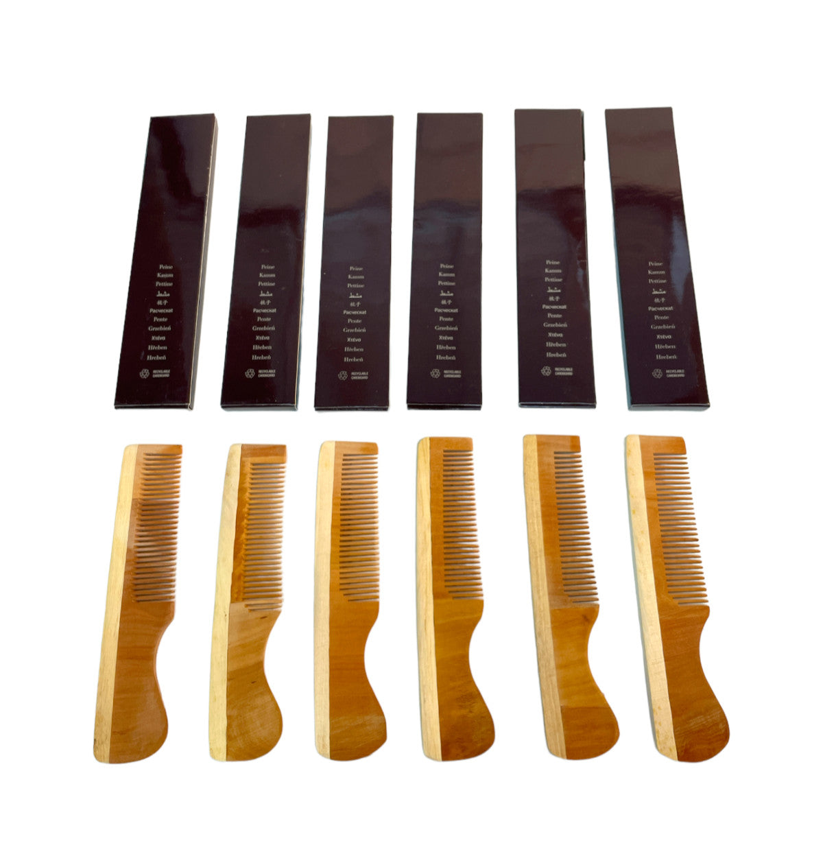Small Wooden Comb Set of 6 - Unbranded Hair Grooming Tools