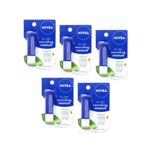 Lip Balm Set - Nourishing Moisture with Shea, Jojoba & Avocado Oils - Pack of 5
