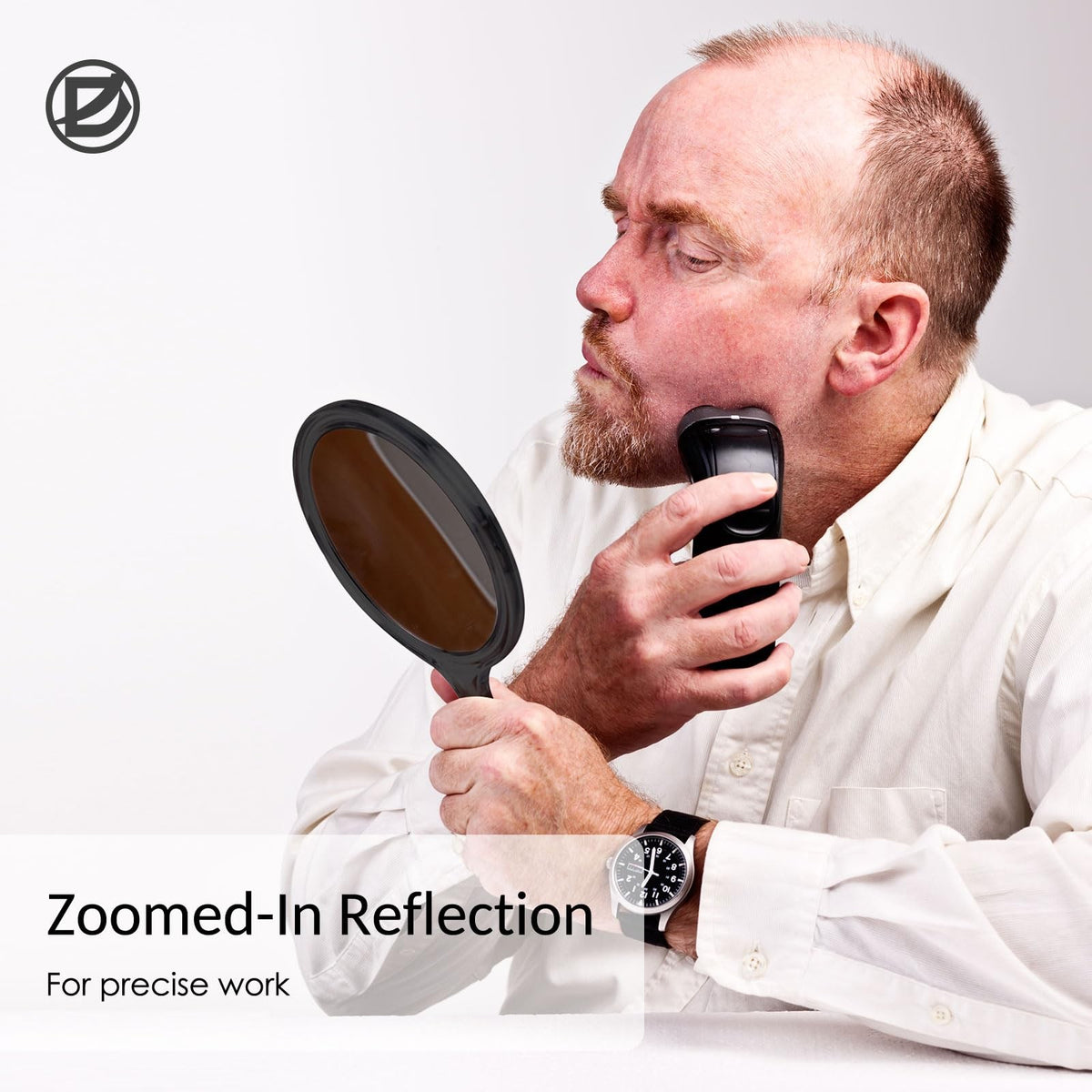 Double Sided Handheld Mirror with Handle - 2X Magnification, Large Size
