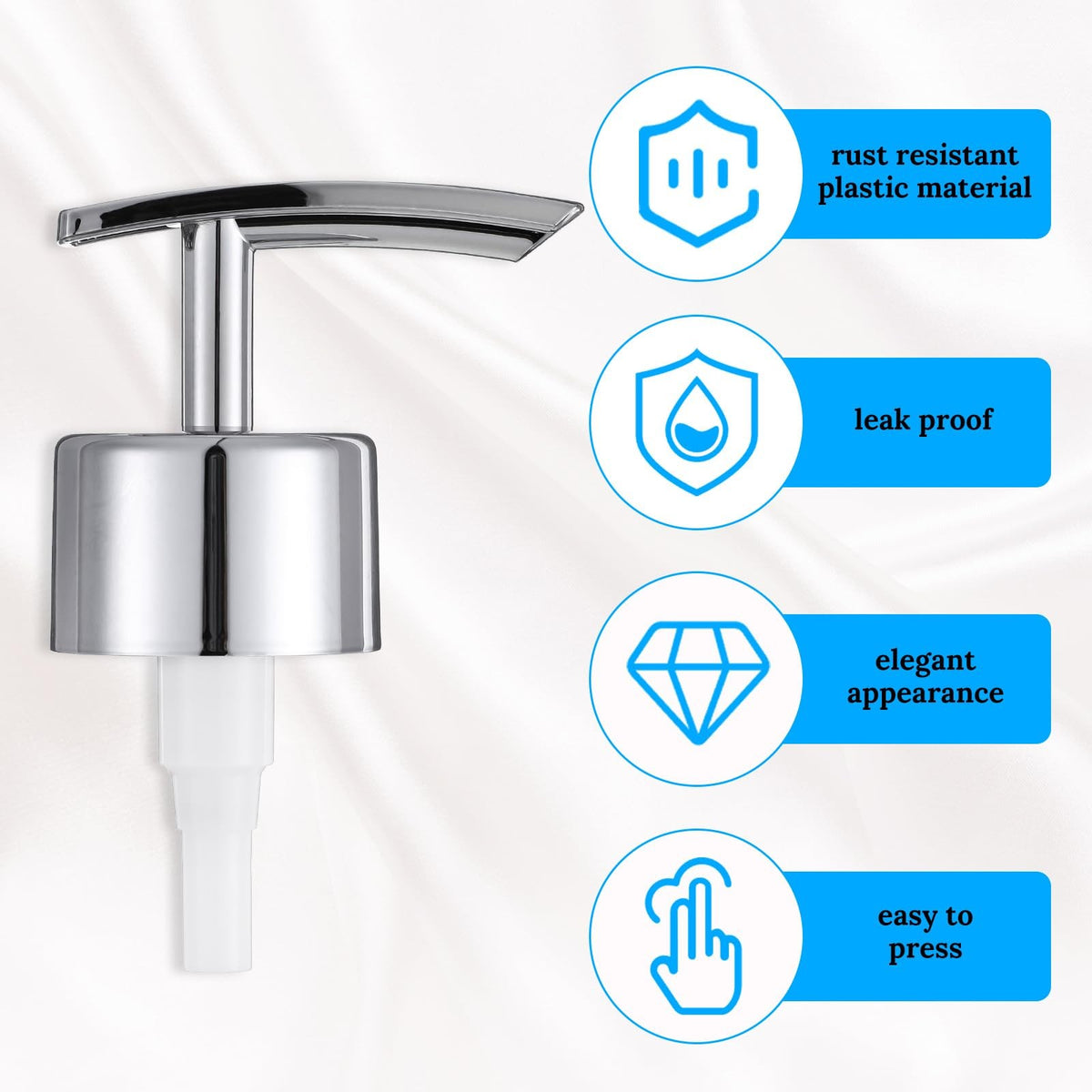 2 Pack Universal Silver Soap Dispenser Pumps Replacement Top for Liquid Hand Soaps