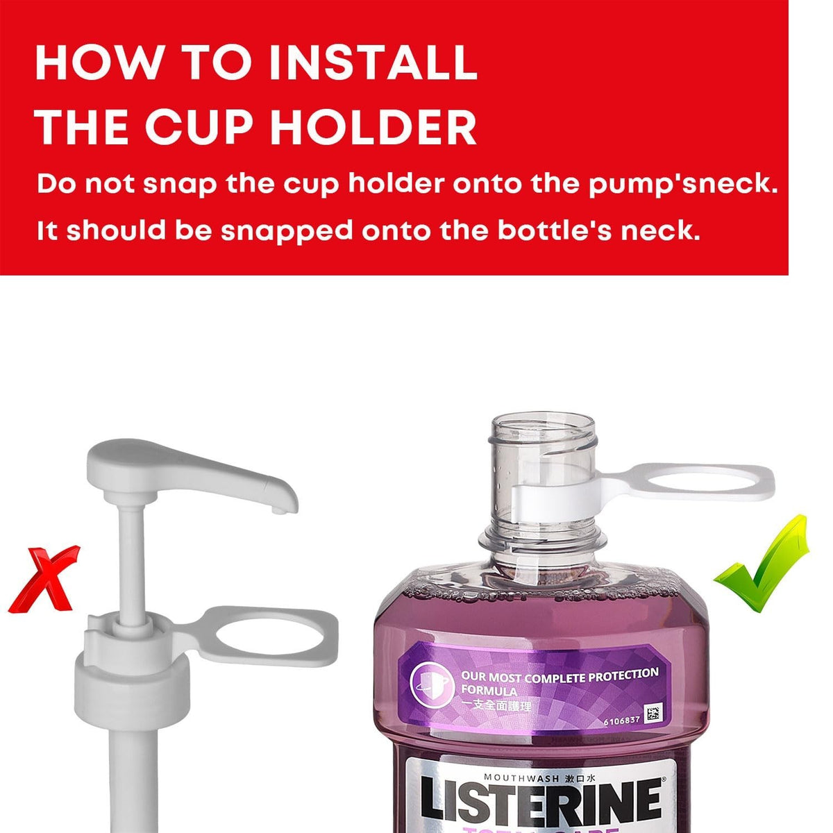 Mouthwash Dispenser Pumps for 1.5L Bottles with Cup Holders - Reusable & BPA-Free