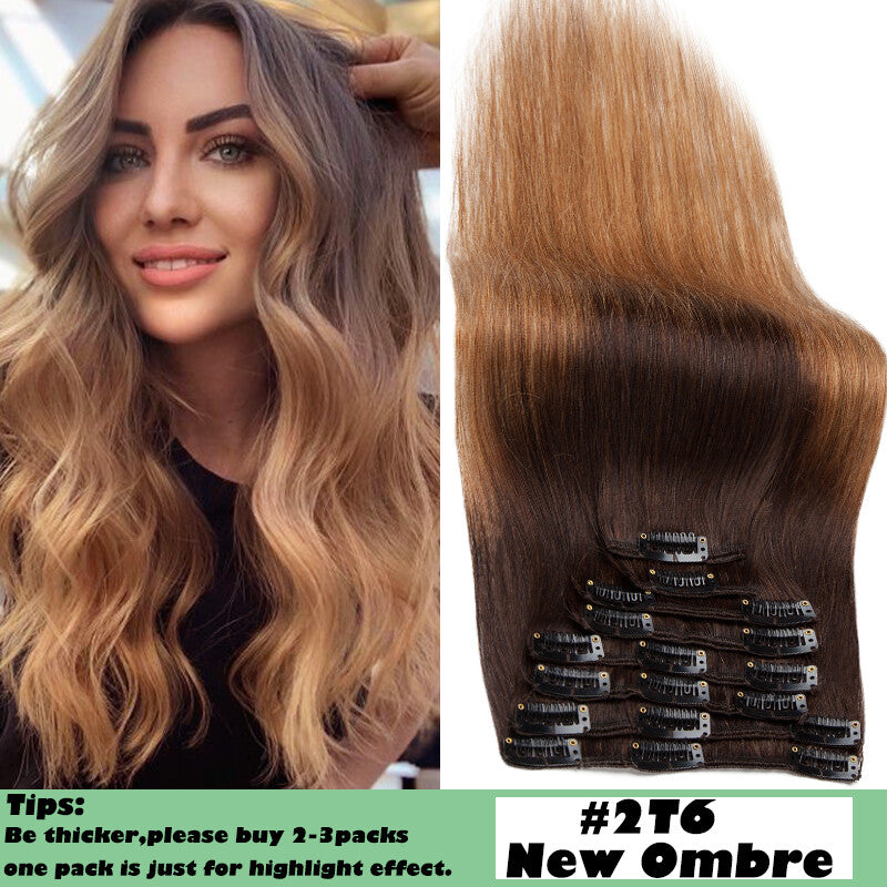 Clip In Human Hair Extensions Full Head Set - Remy, Long & Short Styles