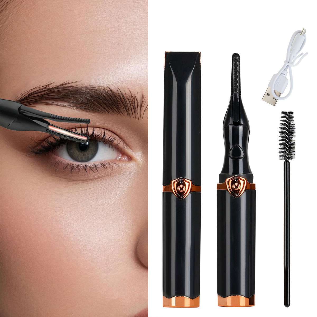 Rechargeable Heated Eyelash Curler with USB Charging and 3 Temperature Settings