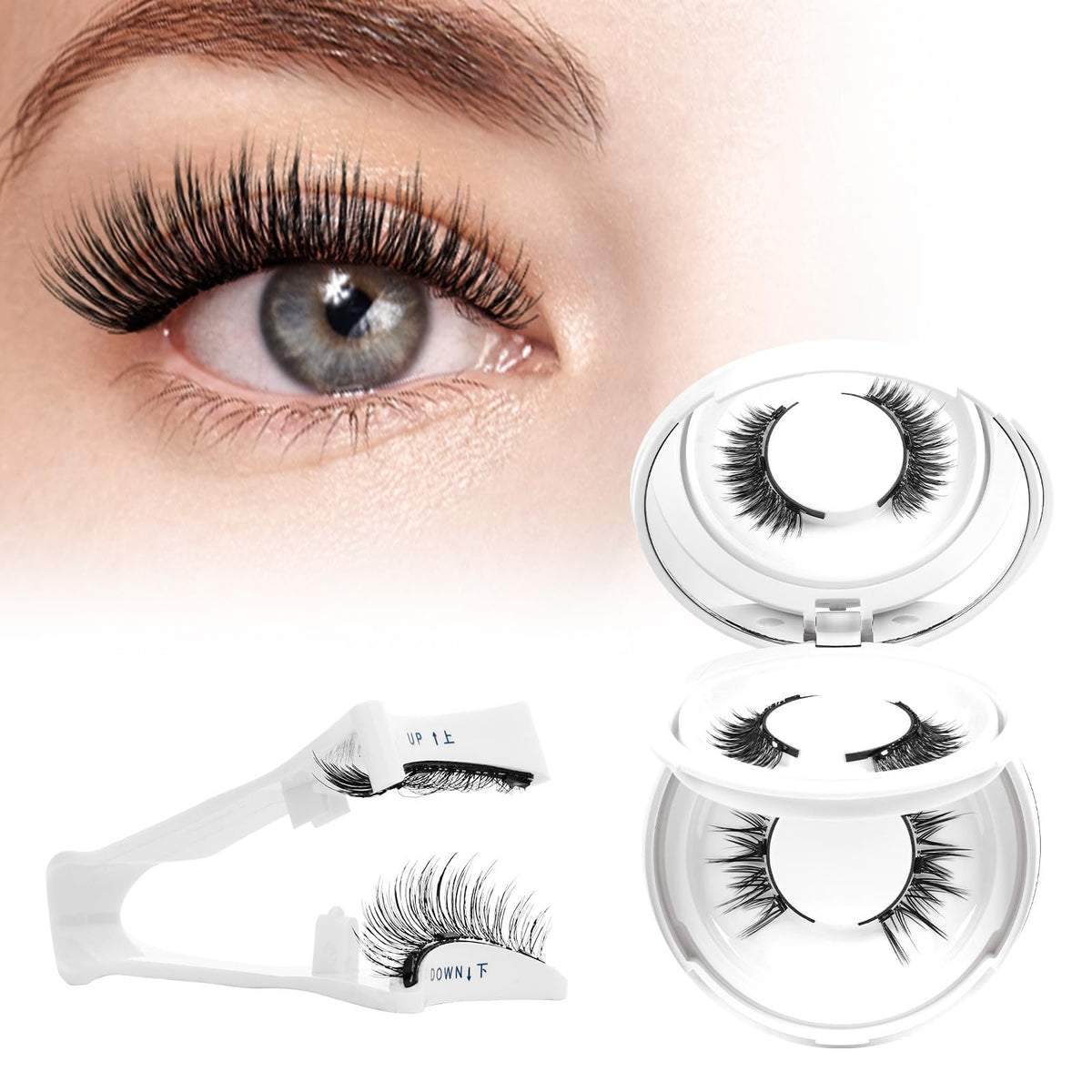 Magnetic Eyelashes Kit with Applicator - Reusable False Lashes, Natural Look