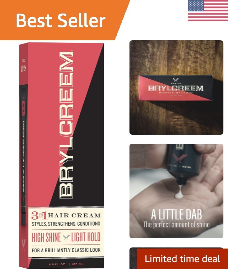 Men's 3-in-1 High Shine Hair Cream - Alcohol-Free & Lightweight, 5.5 Oz