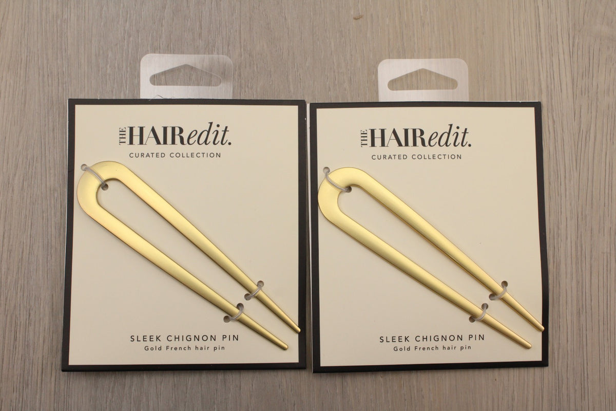 The Hair Edit Sleek Chignon French Pin Elegant Gold Metal Accessory