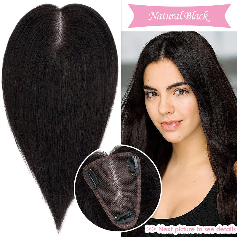 Remy Human Hair Topper Clip-In Lace Base Hairpiece for Women - Multiple Variants