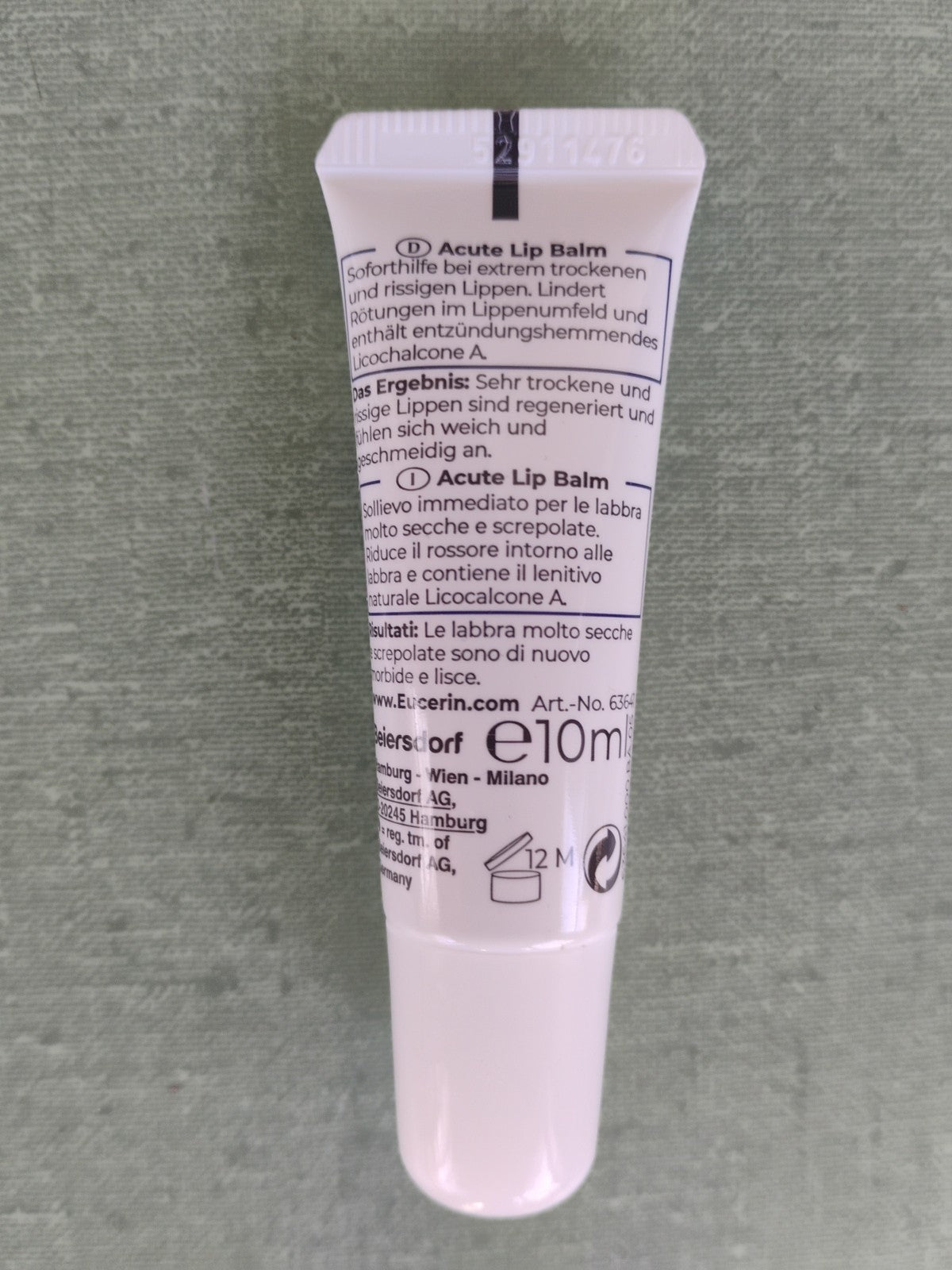 Eucerin UreaRepair Plus Lip Balm 10ml - Calming, Fragrance-Free, Moisturizing