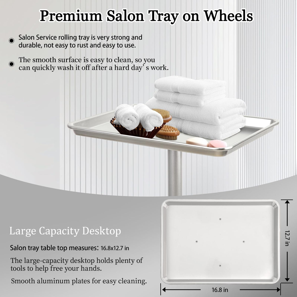 Tattoo Instrument Trolley Cart with Wheels and Adjustable Storage Tray