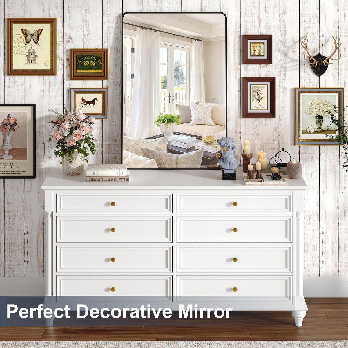 24x36 Bathroom Vanity Mirror Over Sink - Black Rectangular Aluminum Frame