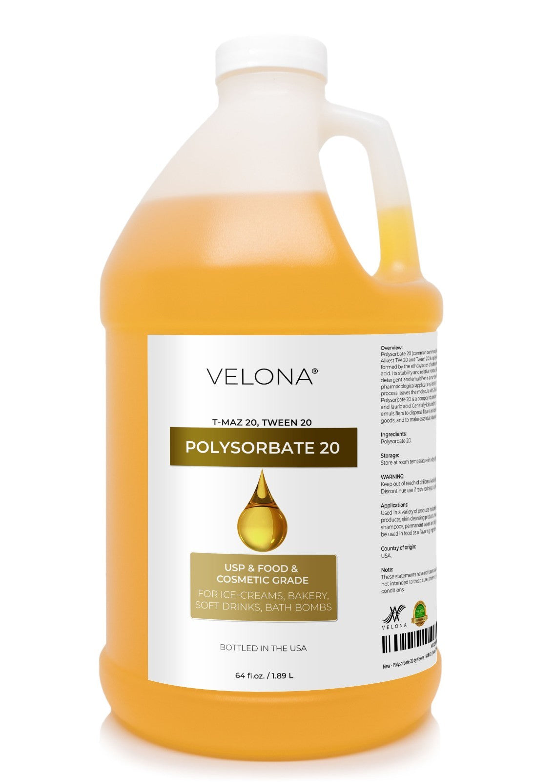 Polysorbate 20 - 64 fl oz Food & Cosmetic Grade Emulsifier