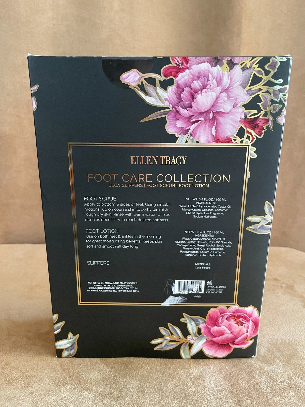 Foot Care Gift Set with Cream Scrub and Cozy Slippers - Orchid Collection