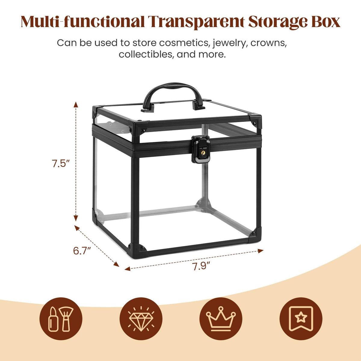 Large Capacity Clear Makeup Organizer Box - Acrylic Cosmetic Storage Case