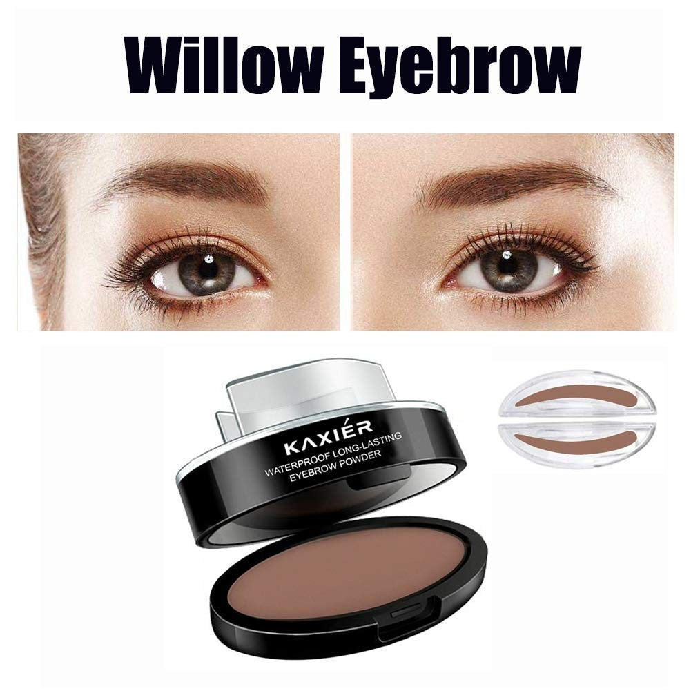 Eyebrow Stamp Kit with Brow Brush - Natural Look, Long Lasting, 3 Shapes & 3 Colors