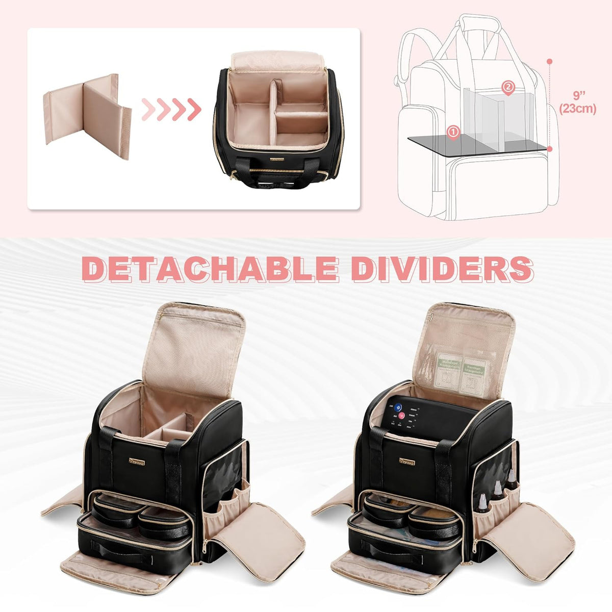 Tattoo Travel Case Backpack with 3 Transparent Cases - Double Layer Organizer