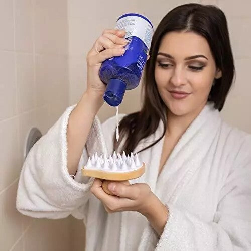 Wooden Scalp Shampoo Brush Massage Detangler with Soft Bristles - 2 Pack