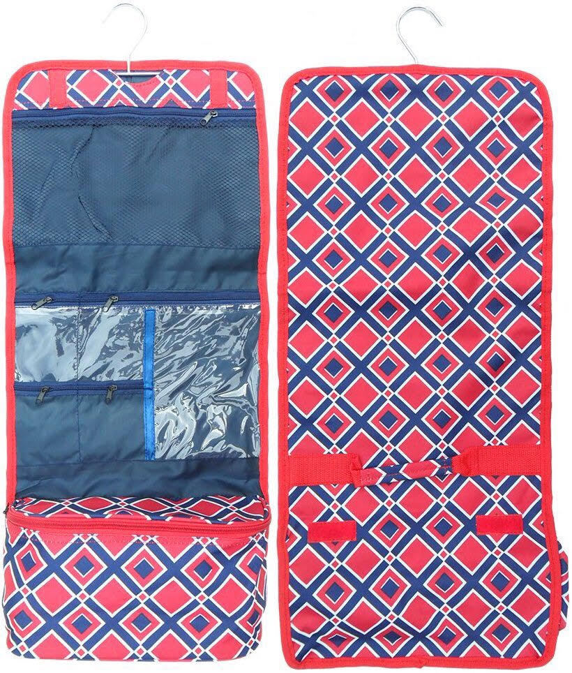 Travel Cosmetic Bag Organizer Pouch with Hanging Hook & Multiple Pockets