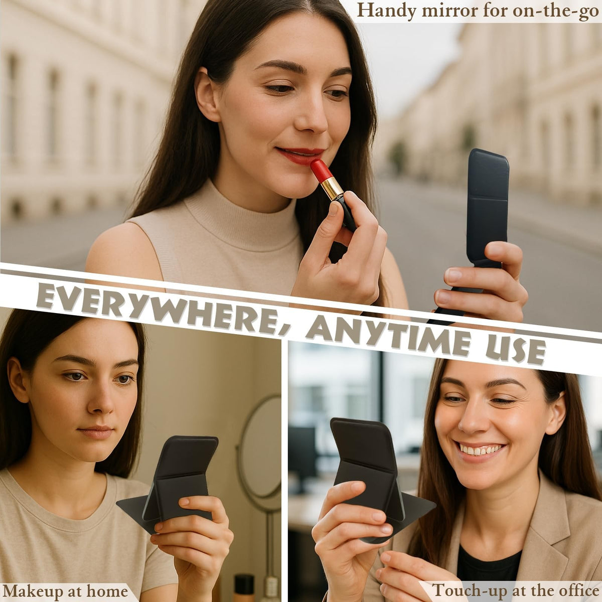 Ultralight Folding Travel Hand Mirror - Compact Makeup & Grooming Mirror