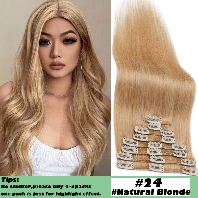 Clip In Human Hair Extensions Full Head Set - Remy, Long & Short Styles