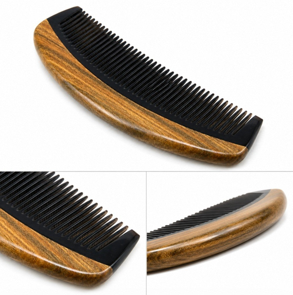 Natural Green Sandalwood Comb for Hair and Beard Detangling Anti-Static Pocket Size