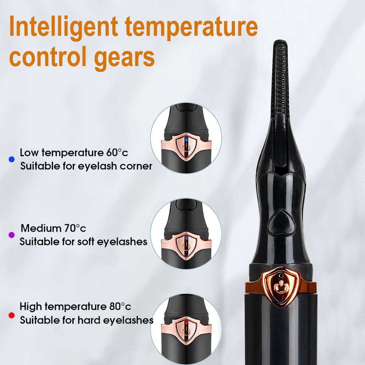 Rechargeable Heated Eyelash Curler with 3 Temperature Settings - Mini Lash Tool