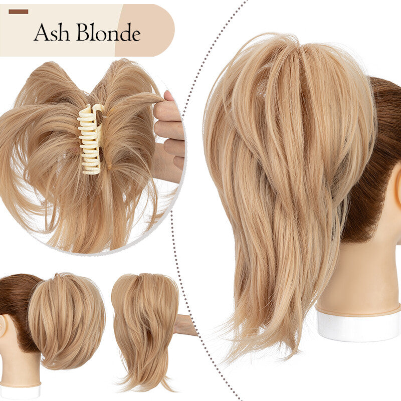 Messy Bun Scrunchie Hair Ponytail Claw Clip Updo Extensions - Thick Ombre