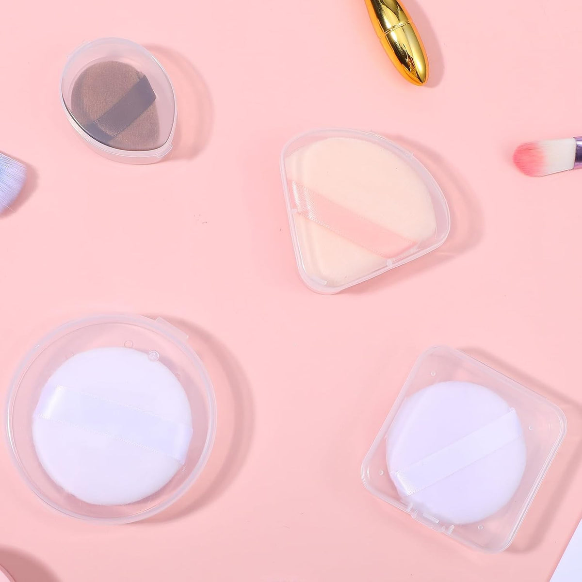 Travel Makeup Puff Storage Cases Set - Transparent Plastic Organizer
