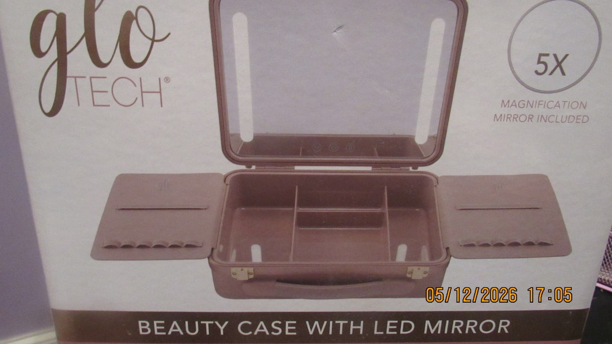 Glo Tech Beauty Case with LED Mirror – Touch Sensor, 3 Light Settings