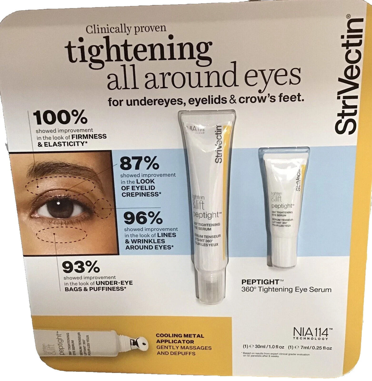 Tightening Eye Serum with Peptides - 1 oz + 0.25 oz Dual Pack for Firming & Brightening