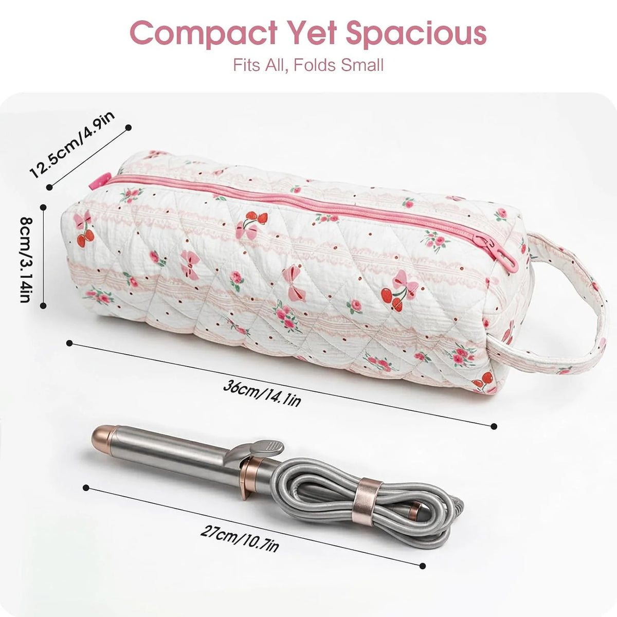 Cherry Pattern Hair Tools Organizer Bag for Travel & Styling Accessories