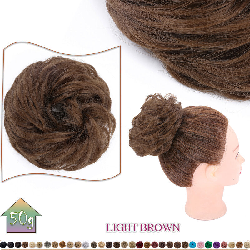 Curly Messy Bun Hair Extension Scrunchie Natural Updo Thick Human Hair