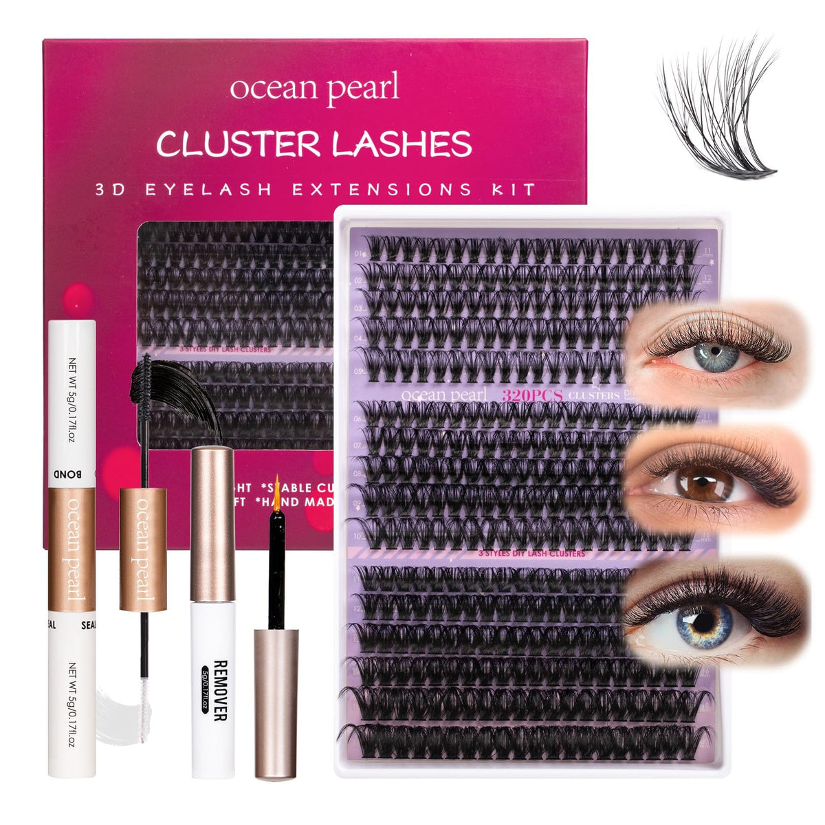 Lash Clusters Kit with 320 Pieces 11-20mm DIY Eyelash Extensions - Natural & Dramatic Looks