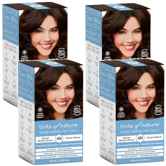 Permanent Hair Dye 4N Natural Medium Brown 4.4 fl oz (Pack of 4)