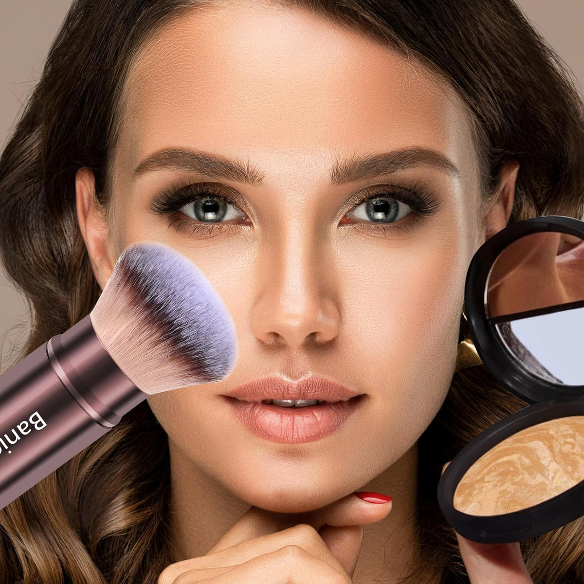 Retractable Makeup Brush for Face Powder Blush Foundation Travel Kabuki