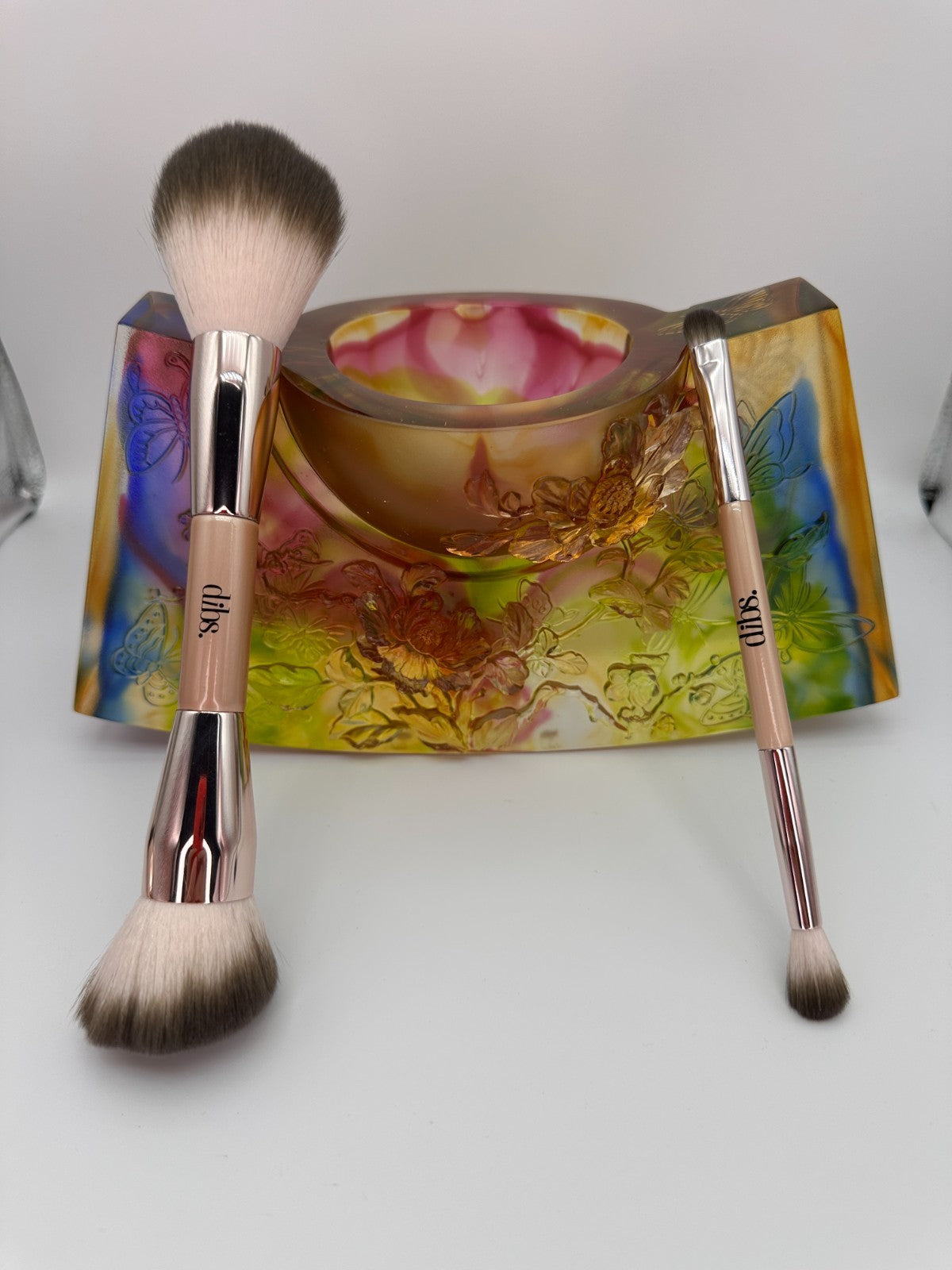 Double-Ended Face and Eye Makeup Brush Set - Professional 2-Piece Bundle