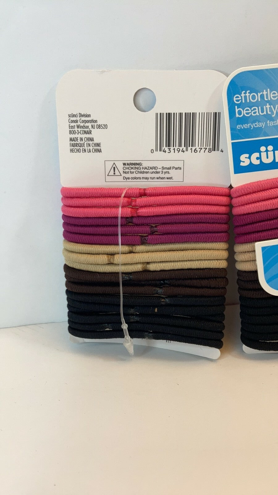 Scunci Hair Ties Ponytail Elastics No Metal Pink Tan Brown Black 3