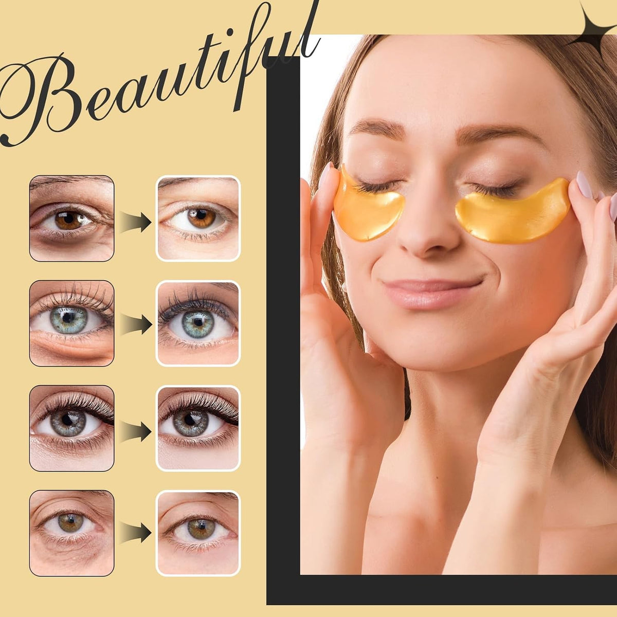 30 Pairs Under Eye Patches with 24K Gold and Collagen - Reduce Eye Bags & Wrinkles