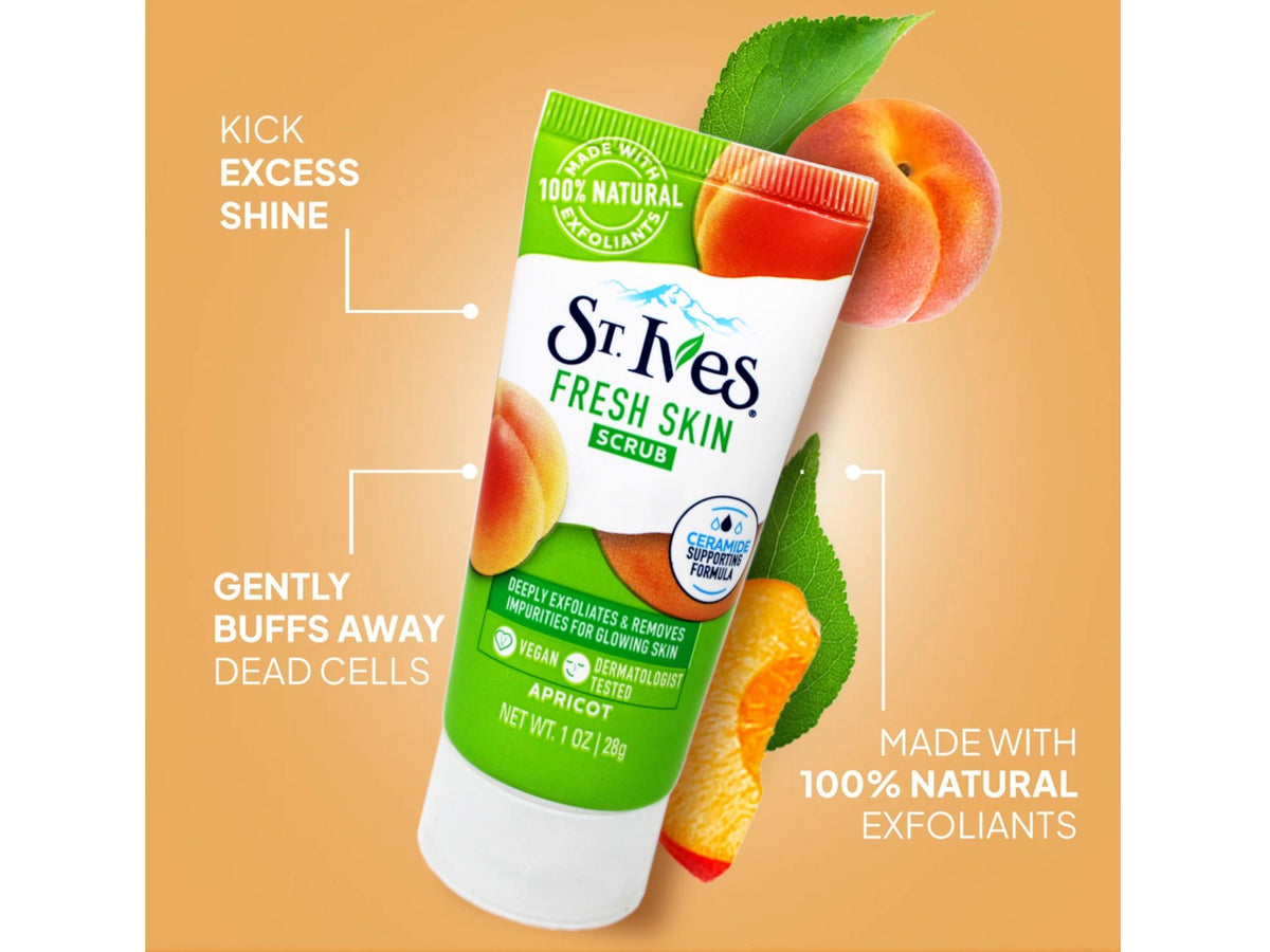 St. Ives Fresh Skin Scrub, Deep Exfoliator, Apricot, 1 OZ - 6 Pack