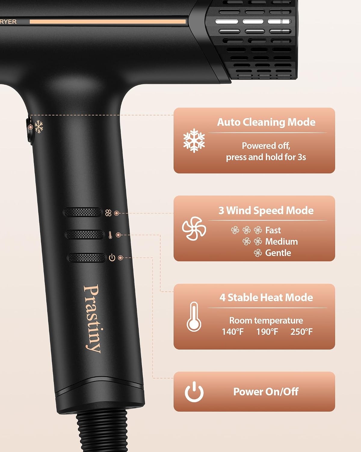 Professional Ionic Hair Dryer with Diffuser - Fast Drying Quiet Styling