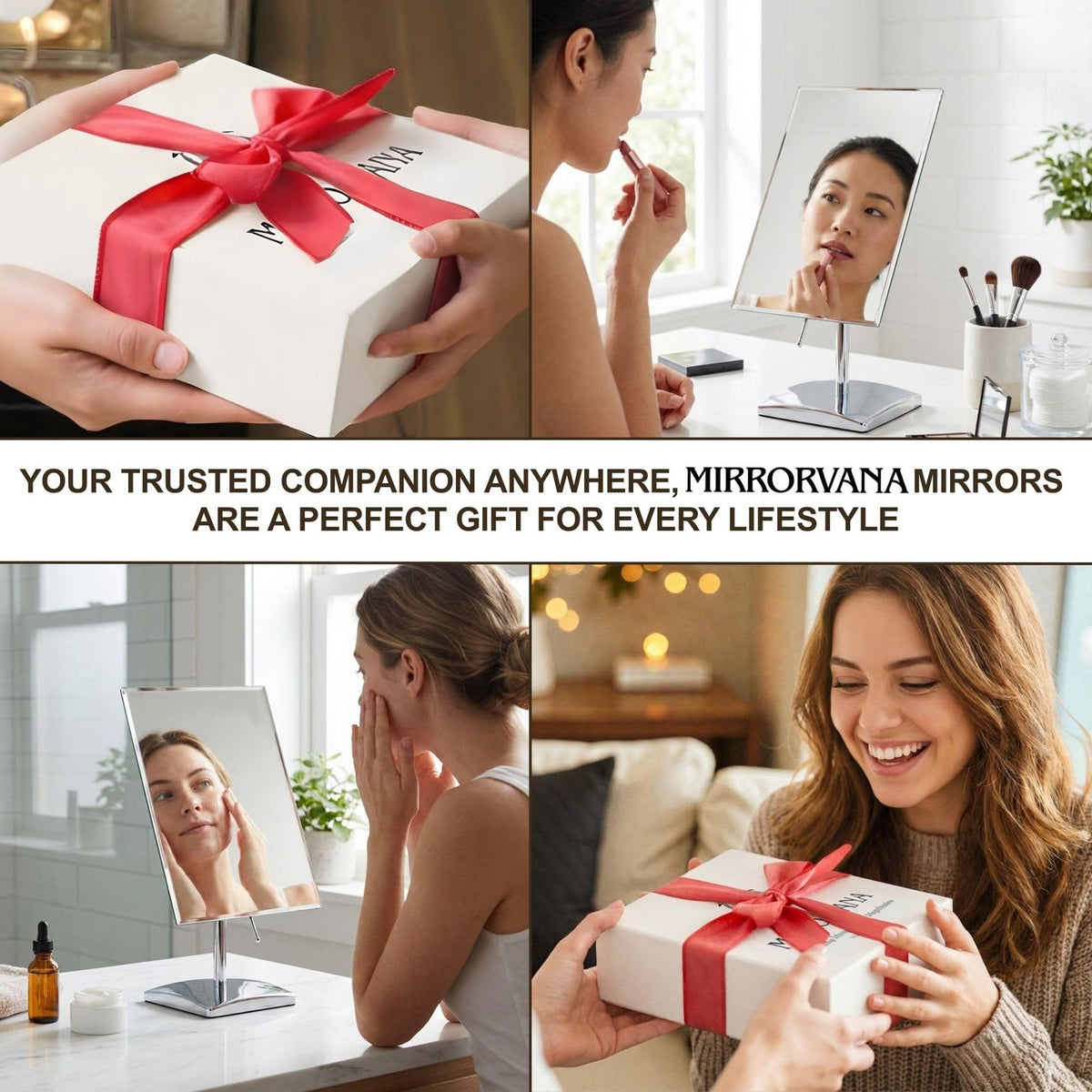 Large Desk Makeup Mirror with Stand - Crystal Clear Reflection, Adjustable, for Office & Vanity
