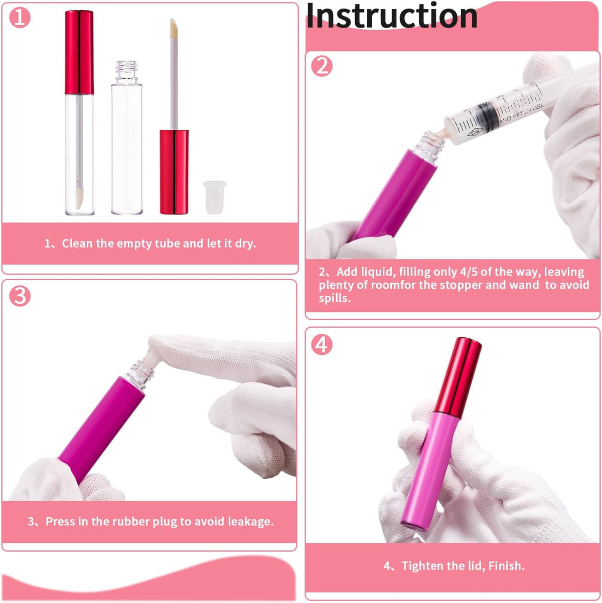 10ml Lip Gloss Tubes with Rubber Stopper - DIY Cosmetic Bottles 5 Pack