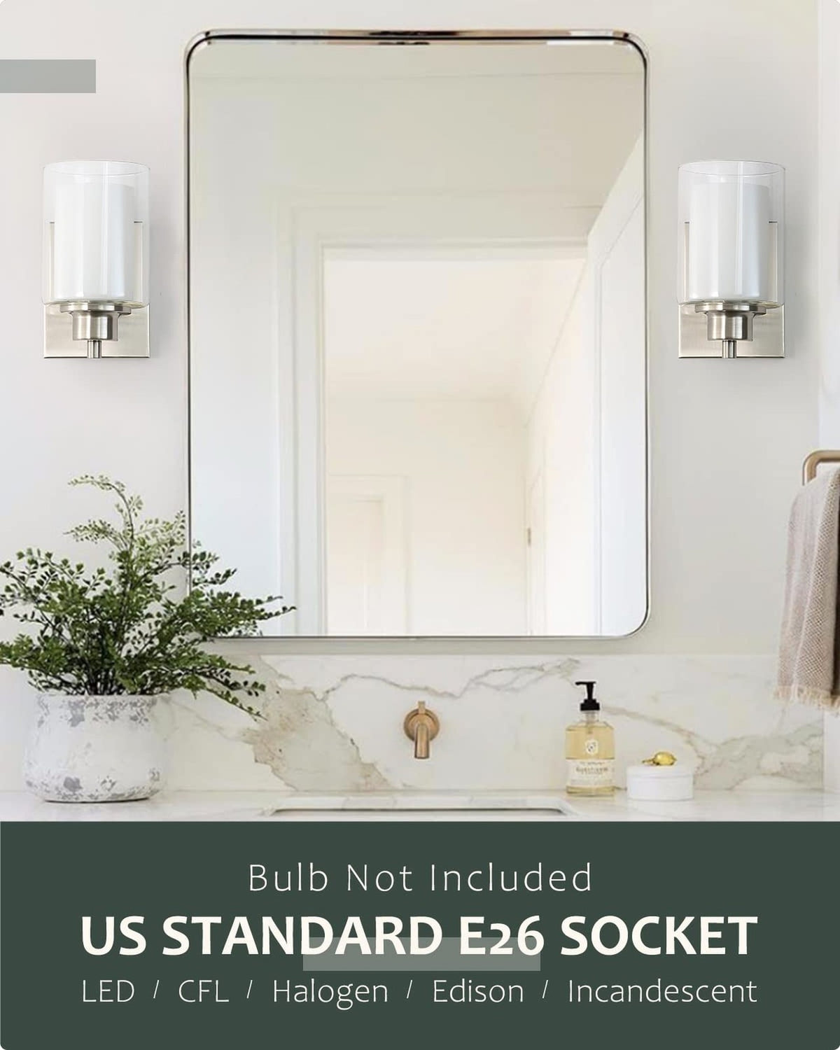 Brushed Nickel Wall Sconce Set - 3 Pack Modern Bathroom Vanity Lights